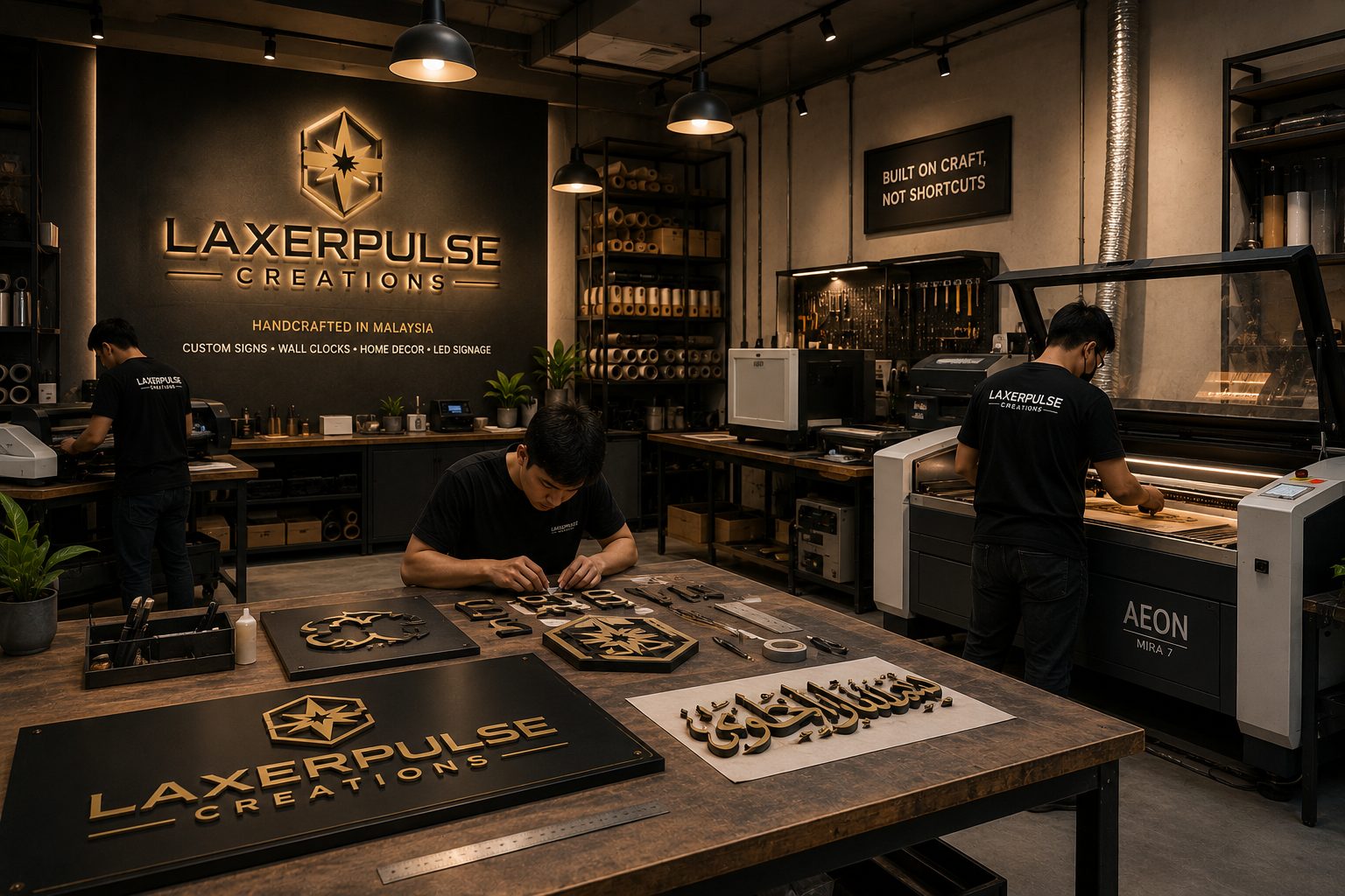 Laxerpulse Creations workshop — fabrication process